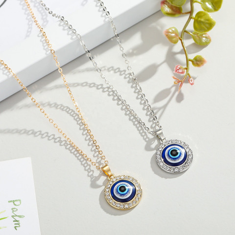 Pinapes Evil Eye Design Pendant Necklace Chain for Women and Girls