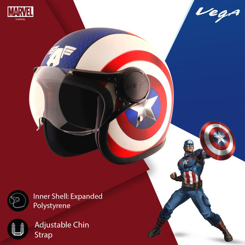 bike helmet captain america Close Out Clearance Daytona Helmets DC6-CA 'Cruiser' Americal Open Face : Automotive approved 3/4 shell motorcycle helmet ever made 70's Helmets Captain America "Super
