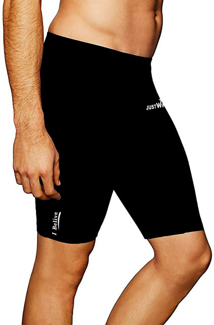 Justwin Solid Men & Women Reversible Black Swim Shorts, Gym Shorts