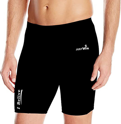 Justwin Solid Men & Women Reversible Black Swim Shorts, Gym Shorts