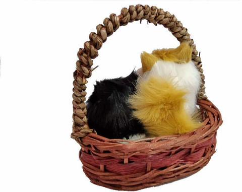 STUFFCOLLECTION Wood Carver Cute cat Doll in Basket One Soft Cats