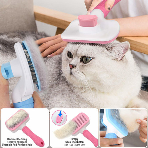 Hachiko Pet Grooming Self Cleaning Hair Brush Shedding Brush Comb