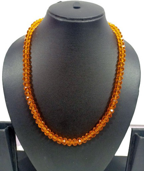 Siddka Shiny Orange Color Tyre Shape 8mm crystal short mala for
