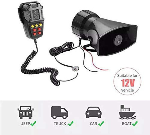 LAVITRA Police Siren for Cars Jeeps suvs Tone Loud Hooter with Mic VIP  Siren 100 watts Police Siren for Cars Jeeps suvs Tone Loud Hooter with  Mic