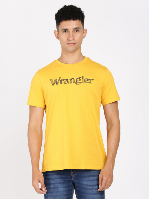Wrangler Graphic Print Men Round Neck Yellow T-Shirt