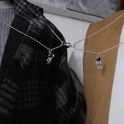 fancifyy Astronaut Magnetic Couple Chain with Spaceman Pendant Brass  Stainless Steel Locket