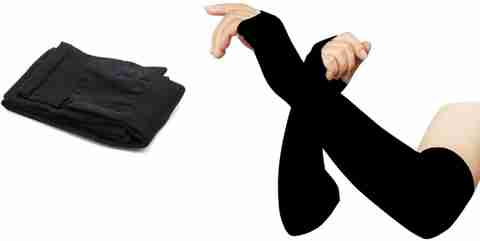 Retail basket Black Full Arm Sleeves Gloves with Thumb Dust Full  Hand Hand Elbow Support