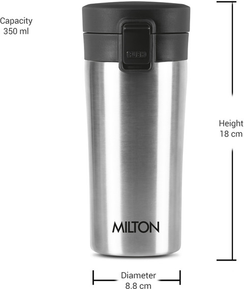 MILTON Thermosteel Coffee, 350 ml, Silver Hot Cold Flask Soup Flask  Tea Stainless Steel Coffee Mug