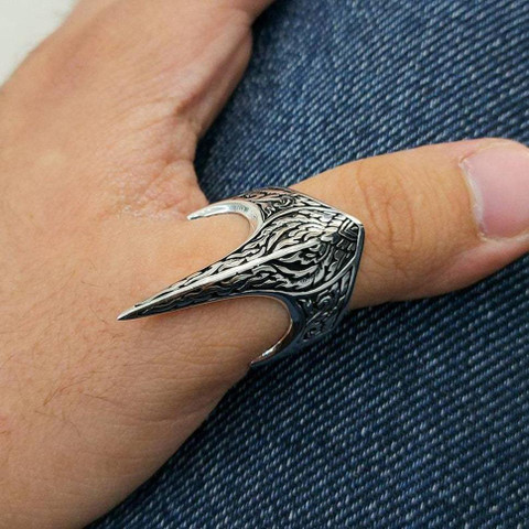 Syfer Eagle Beak Shape Ring for Men and Boy, Turkish Ring, Vintage Punk  Ring Stainless Steel Silver Plated Ring