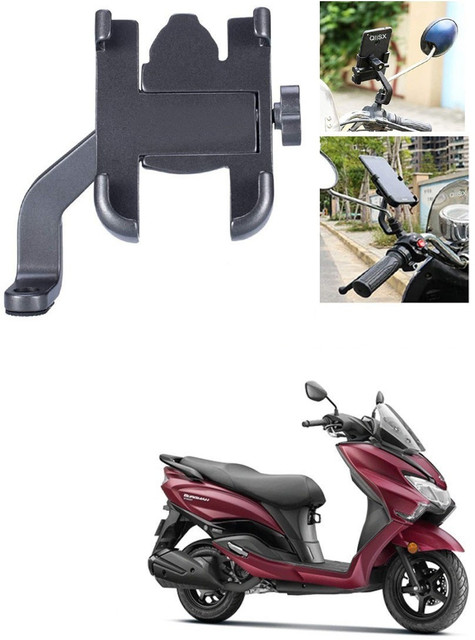 Qiisx Mirror Fitting Metal Mobile Holder For Suzuki Burgman Street