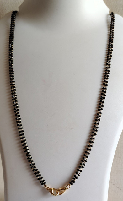 Siddka Small black beaded mangalsutra chain 32 inch for woman