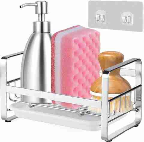 Zeinwap Steel Sponge Holder for Kitchen Sink Caddy Organizer Wall