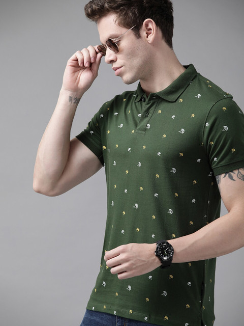 Roadster Printed Men Polo Neck Green T-Shirt Buy Roadster