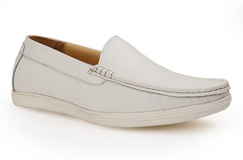 Chamda Genuine Leather White Loafers Shoes For Men Loafers For Men