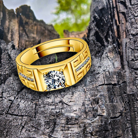 MEENAZ AD CZ Adjustable Gents Ring for men boys style Stylish
