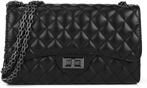 Inovera Black Sling Bag Girl’s Cross-body Shoulder Sling Bag Clutch Purse  WithLeather Quilted (Black)