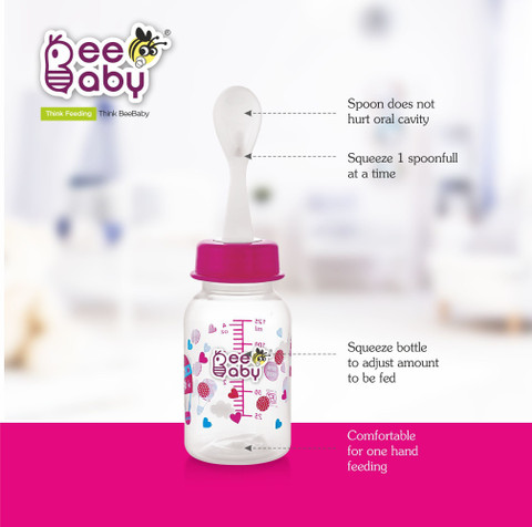 Beebaby Gentle in Baby Feeding Bottle with Plastic Feeder Pack  4M+ 125 ml
