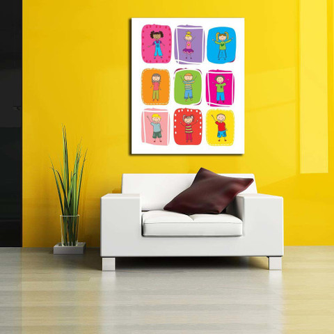 Artzfolio Happy Children Over Colors Canvas Painting | MDF Wood