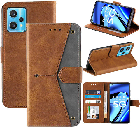 Custodia Portafoglio In Pelle PU Per Oppo Realme 8 5G – Flip Cover Con Slot E Supporto, Blu - 2