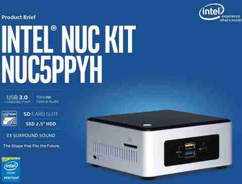 Intel NUC5PPYH - N3700, N3700, 0 GB Graphics Card, DDR3, SATA 2.5