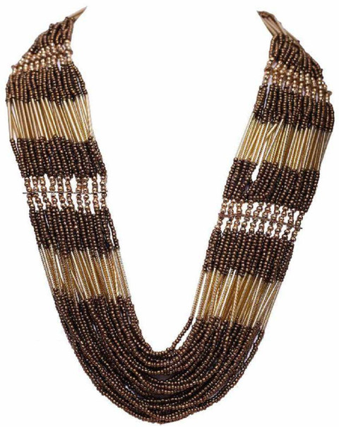 RENAISSANCE TRADERS Re-300 Long Brown Beads Gold-plated, Copper