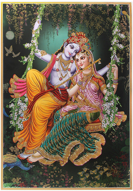radha krishna on jhula wallpaper