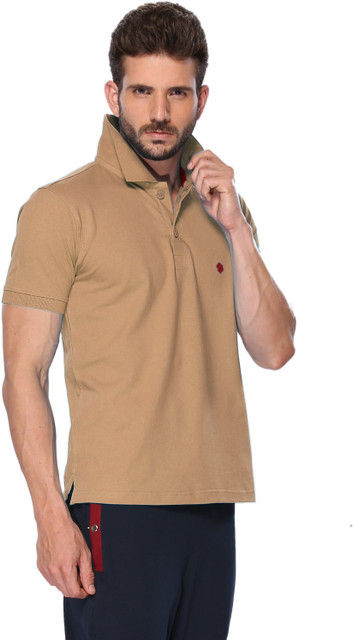 ONN Solid Men Polo Neck Brown T-Shirt