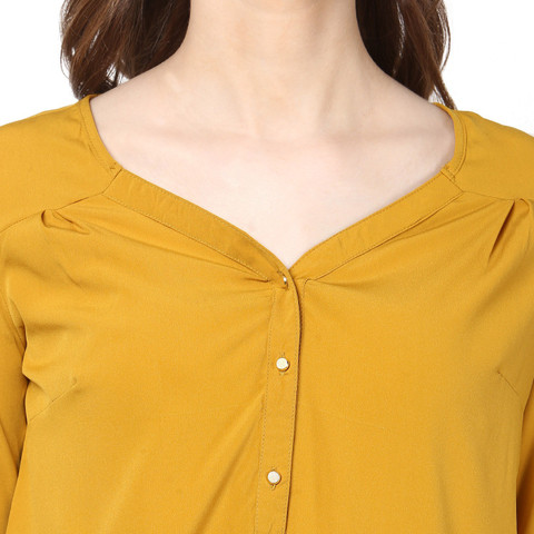 HARPA Casual Regular Sleeve Solid Women Yellow Top Buy Mustard