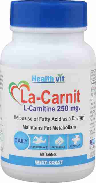 HealthVit La-Carnit L-Carnitine 250 mg 60 Tablets Price in India