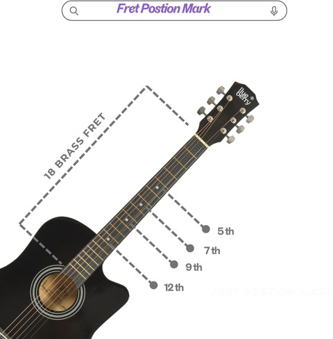 BLUEBERRY 38C Classic Black, 38 Inch Acoustic Guitar Linden Wood