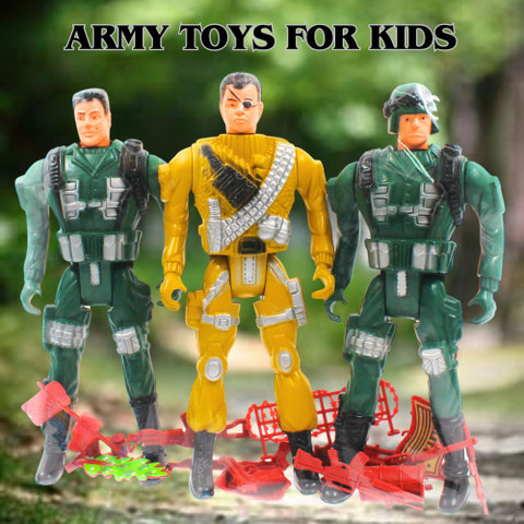Mallexo Large Action Figure Army Soldiers Toy with Weapon for Kids 3PC Base  Figures Toy