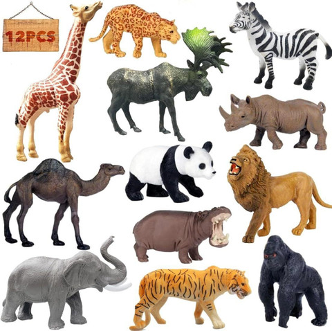 KHYALI 12-PCS Wildlife Animal Toy Set|Realistic Mini Jungle Zoo Animals for  Kids|544