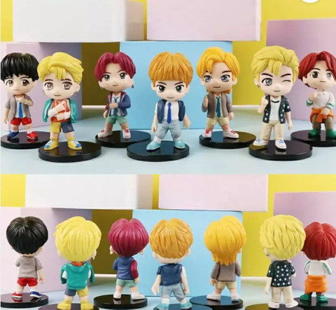 funfob BTS BT21 Set of 7 Action Toy Figure and Cake Topper Height