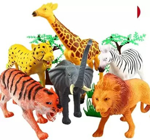manish Cartoon Animal World Plastic Animals Figures Toy Set for