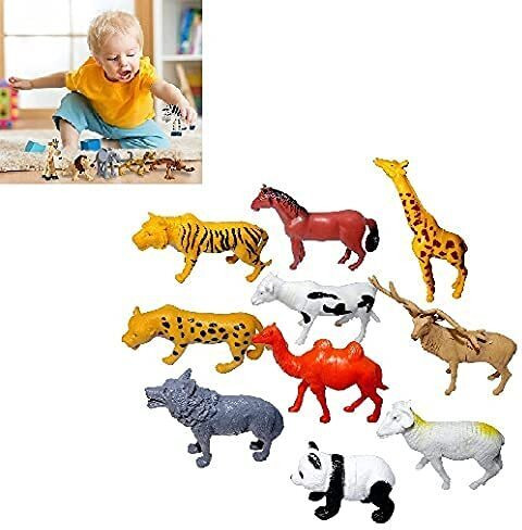 KHYALI 12-PCS Wildlife Animal Toy Set|Realistic Mini Jungle Zoo