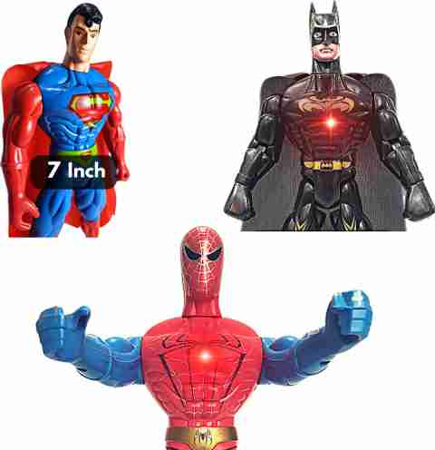 Kart In Box Superman, Spiderman, Batman Action Figures (Set of 3