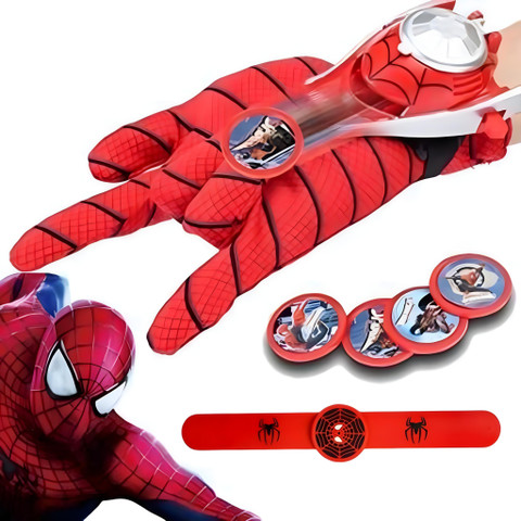 BIGWHEEL Spiderman Shooter Gloves Web Disc Launcher Flying Disc Toy for Kids