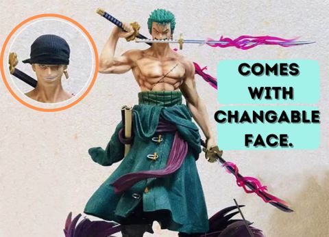 RVM Toys 25cm One Piece Anime Roronoa Zoro Action Figure Changable