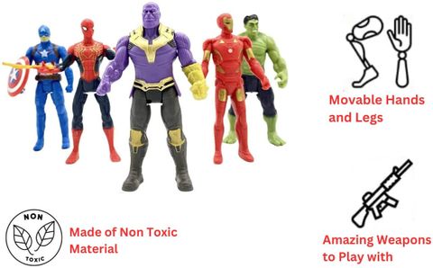 HappyBive Avengers Toys For Kids | Combo Of 5 Action Figure Super