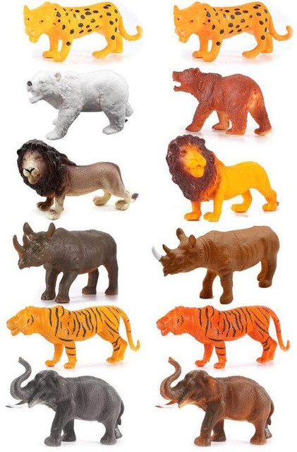 KHYALI 12-PCS Wildlife Animal Toy Set|Realistic Mini Jungle Zoo Animals for  Kids|547