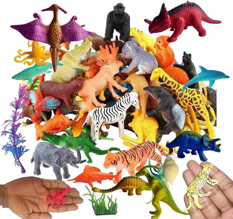 KHYALI 12-PCS Wildlife Animal Toy Set|Realistic Mini Jungle Zoo Animals for  Kids|540