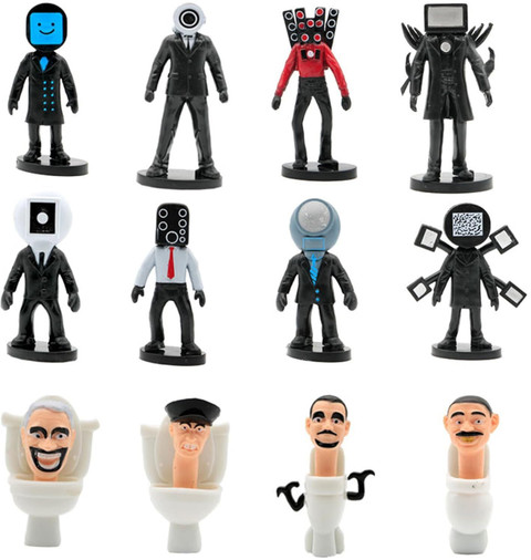 toypapa skibidi toilet toy 12 pcs set Titan TV Man, Cameraman, Speaker Man  scary toys - Main Image