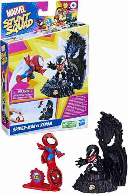 MARVEL Stunt Squad Spider-Man vs. Venom Playset, 1.5-Inch Super