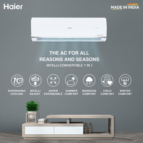 Haier Frost Self-Clean 2023 Model Ton Star Split Inverter Intelli  Convertible 7-in-1, Cooling at Extreme Temperature AC White
