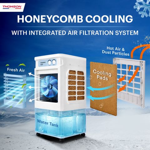 T*I様 WATER COOLED 9'6ft KYM THONMPSON ロン Thomson 85 L Desert Air Cooler With Grab Handle for Easy Mobility