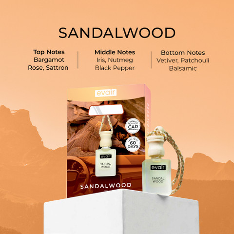 Evair Sandalwood Car Perfume Evair Sandalwood Car Air Freshener EVAIR Black  Amber Car Freshener