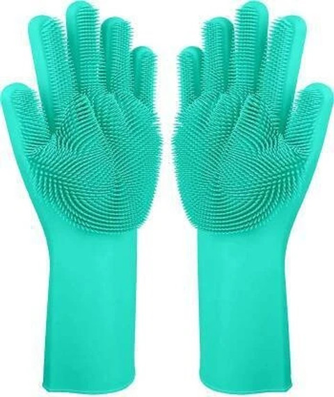 InEfable by INEFABLE Dishwashing Gloves with Scrubber, Silicone Cleaning  Reusable Scrub Gloves for Wash Dish, Kitchen, Bathroom