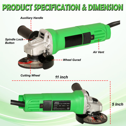 Digital Craft Angle Grinder 1300W Heavy-Duty Motor 100mm Disc