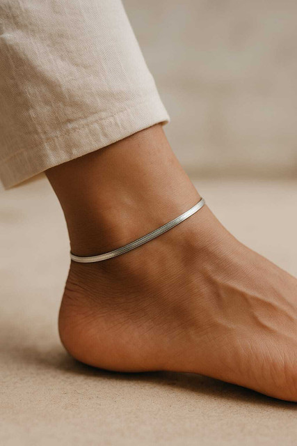 DFLEXPRINTS Silver Snake Anklet Stainless Steel Anklet Price in