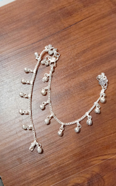 yuvaan crystal Payal for Kids Children Baby Girls (0-3 years),  Full gunru Silver Anklet